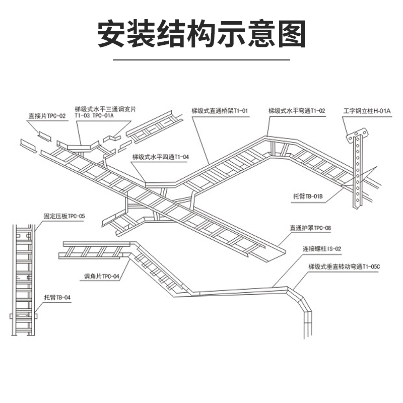 镀锌梯式桥架 